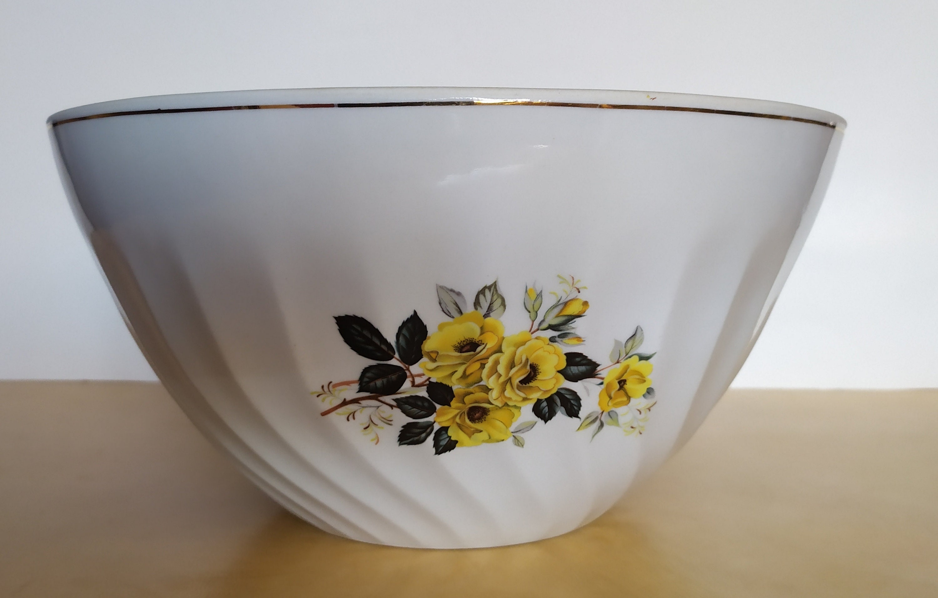 Large Vintage French Salad Bowl Porcelain Saint Amand Grand Saladier Porcelaine Amand