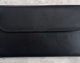 Vintage black leather wallet, money card holder