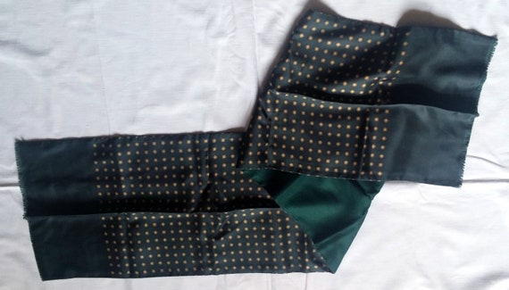 Vintage silk scarf lined with men's green wool, Vi