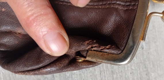 Monedero de abuela pequeno vintage con clip en piel marron Etsy Espana