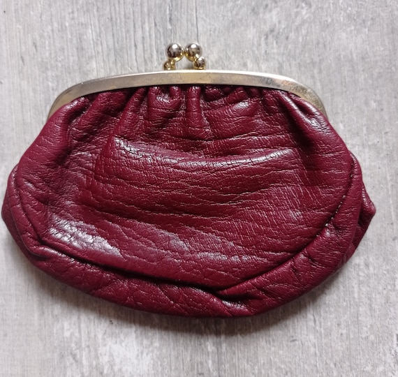 Porte monnaie vintage de grand mère à clip rouge … - image 1