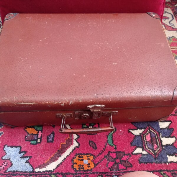 Valise Vintage Cabine Années 1960 - Brun Marron - Fabriquée En France