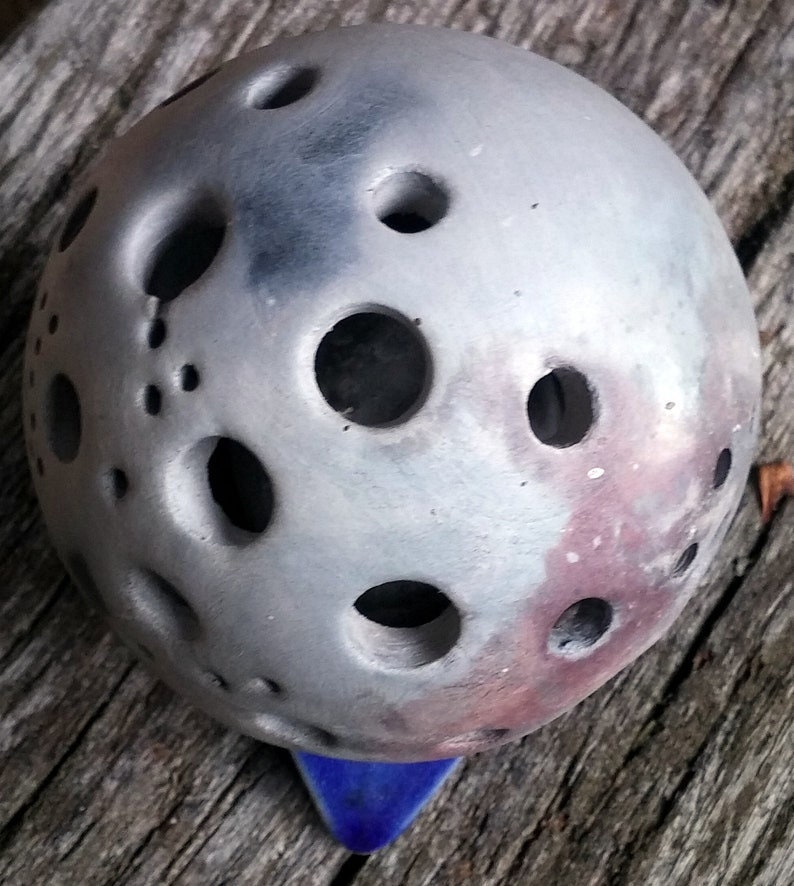 Sphère Terre Enfumée Paysage Rose Noir Blanc Céramique Feu Primitif Globe Smokey Coloured Ceramic