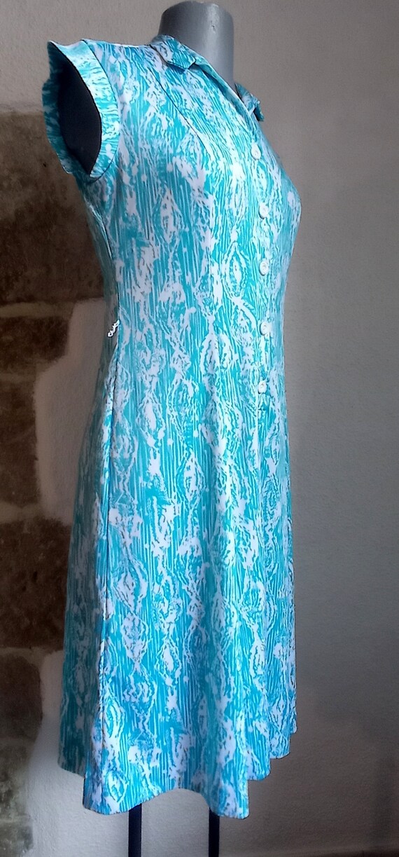 Robe vintage bleue Paul MAUSNER polyester  taille… - image 4