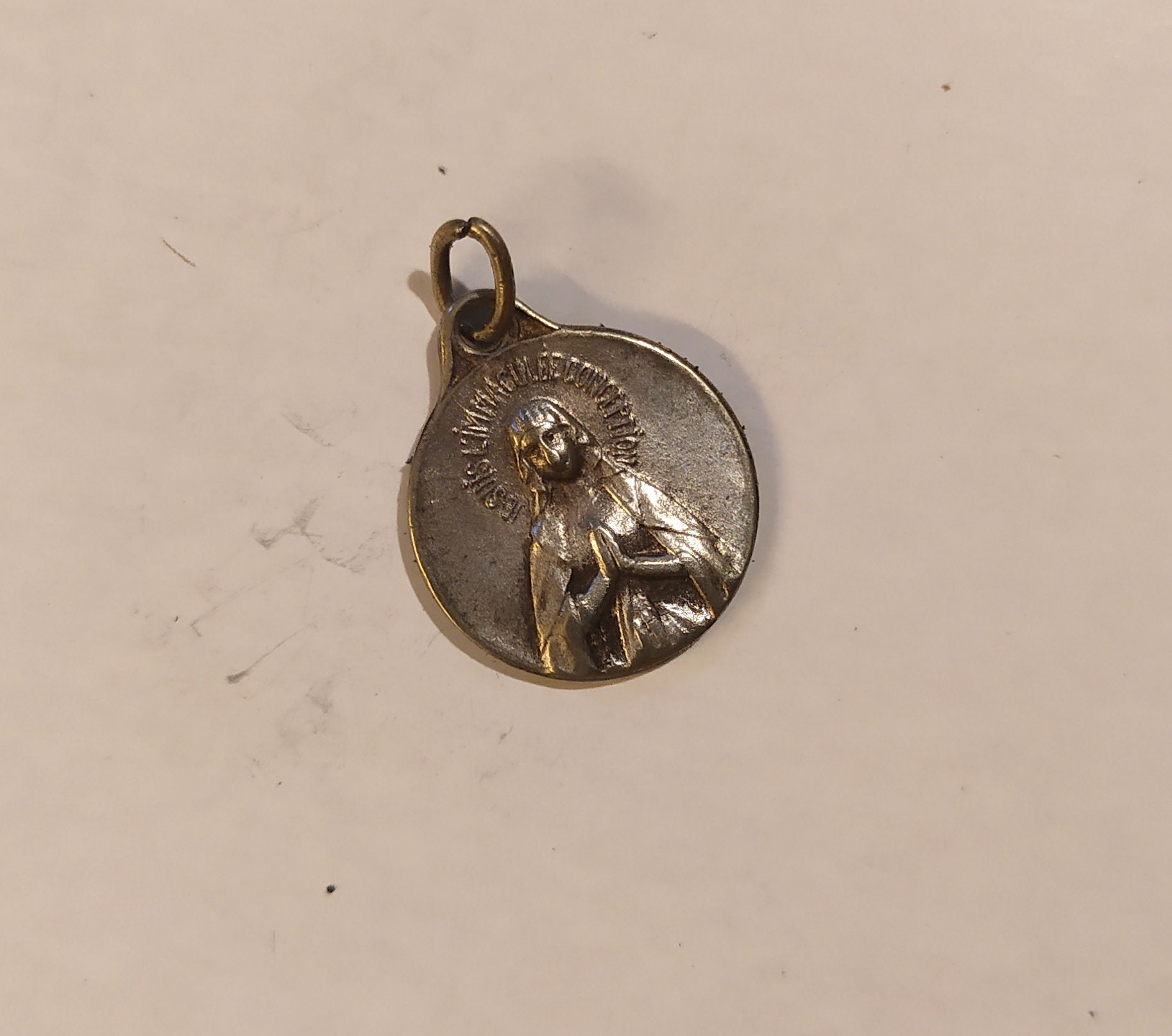 Vintage French Religious Medal Medaille Lourdes Immaculée Conception Our Lady