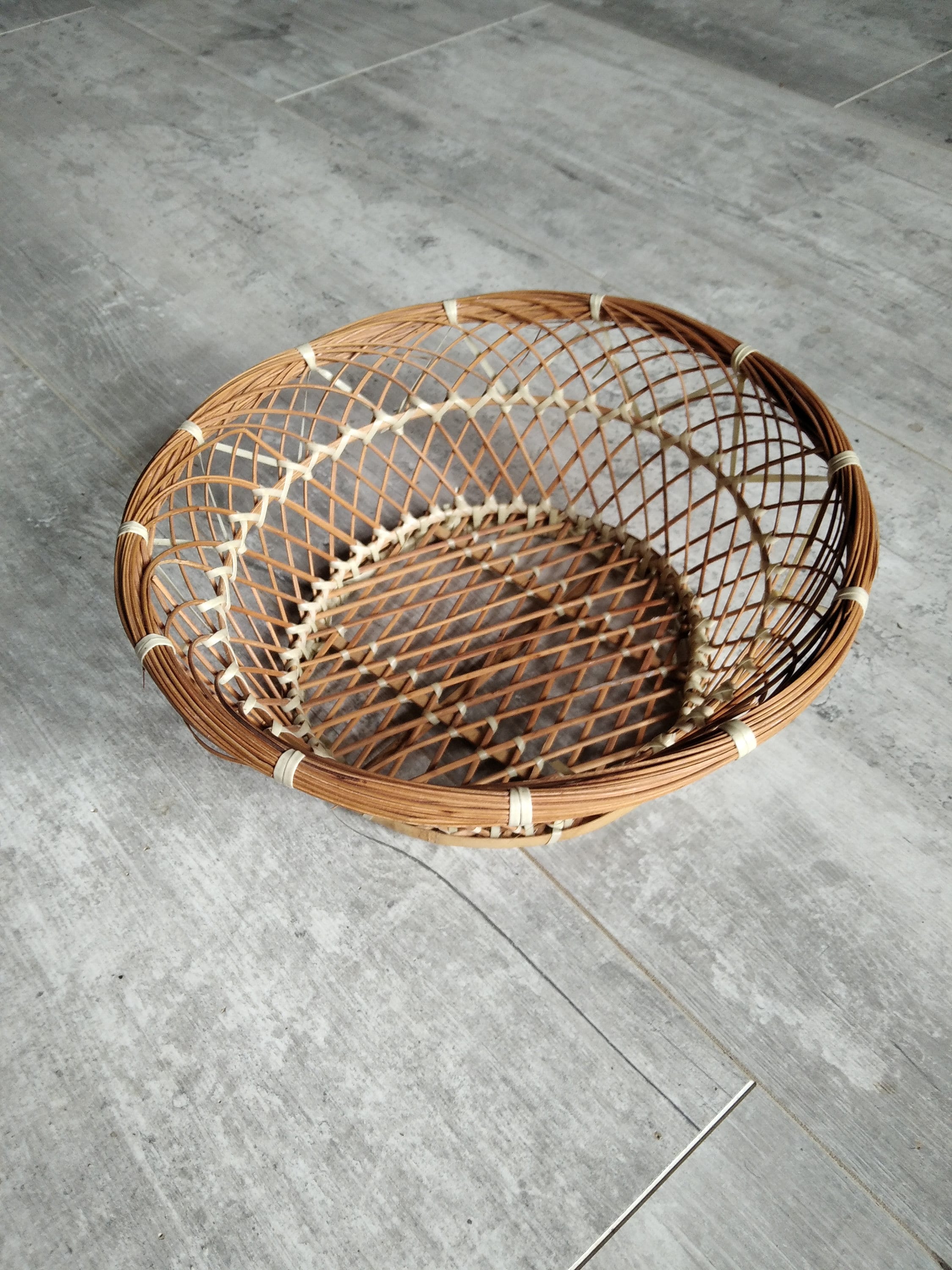 Corbeille Vintage, Pain Fruit Osier et Plastic