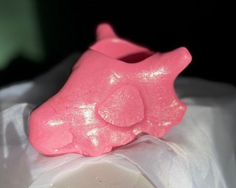 Shiny Pink Cubone Planter • Handcrafted Poke Planter Cement, Home Decor, Gift, Room Decor