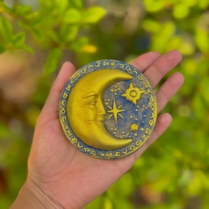 Moon Wall Art – Ready to Hang | Tiny Art, Celestial Home Accent, Moon Wall Hanging, Eclectic Room Decor, Boho Wall Decor