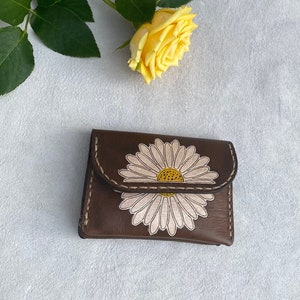 Cadeau sac à main en cuir pour elle, portefeuille porte-cartes, sac à main en cuir marron personnalisé, cadeau de 3e anniversaire, portefeuille personnalisé pour femme