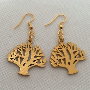 Tree Charm Earrings, Dangle and Drop Earrings, Gold Earrings, Tree of Life Charm Earrings, Economy Earrings, Charm Earrings, Tree Pendants