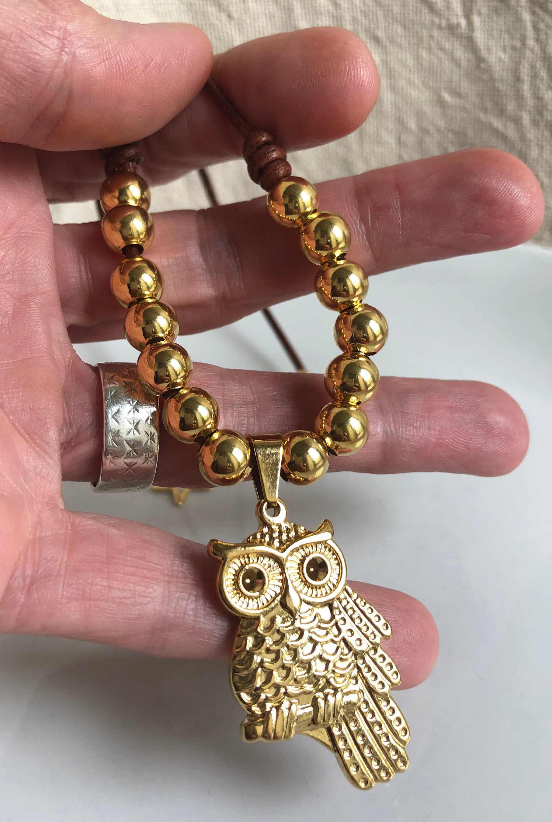 Gold Owl Necklace Owl Pendant Gold Pendant Necklace Womens Etsy UK