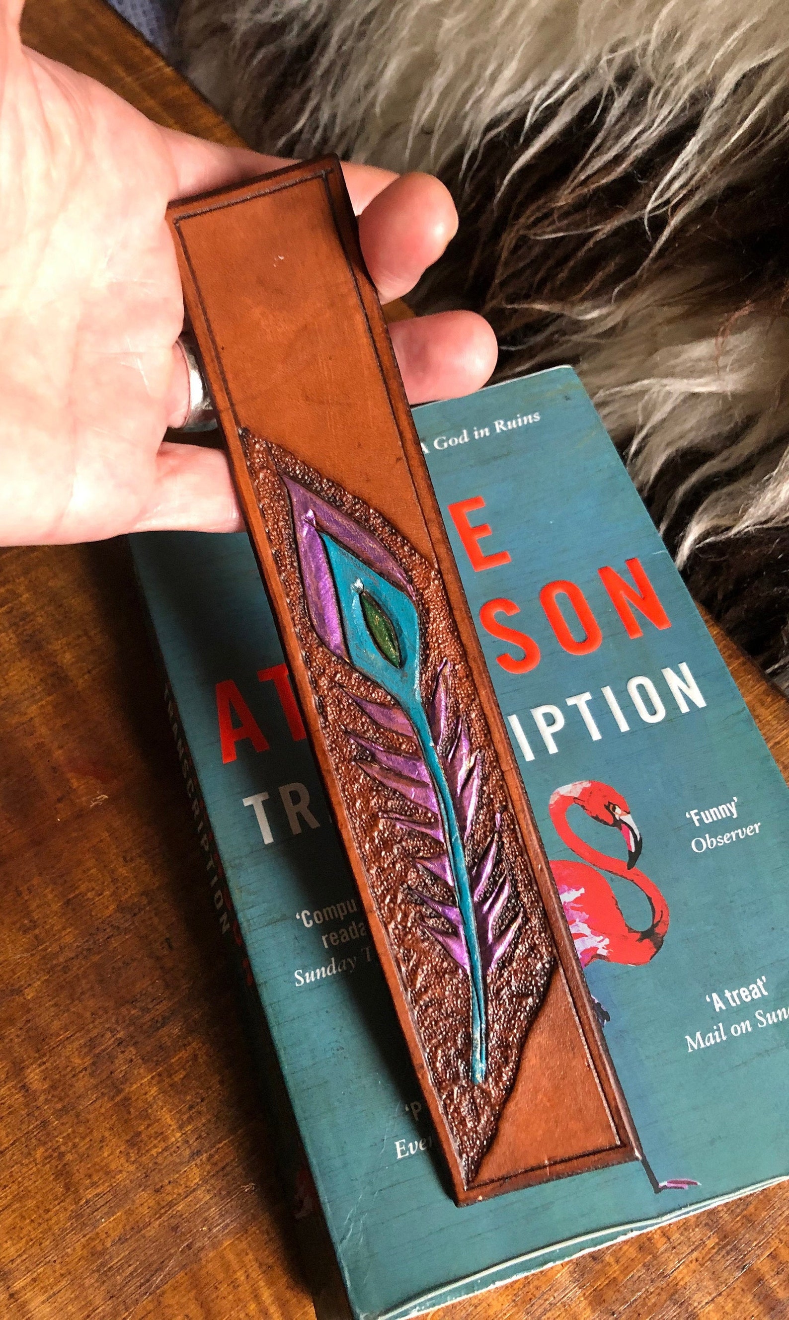 Custom Leather Bookmark Hand Tooled Leather Feather Bookmark Etsy