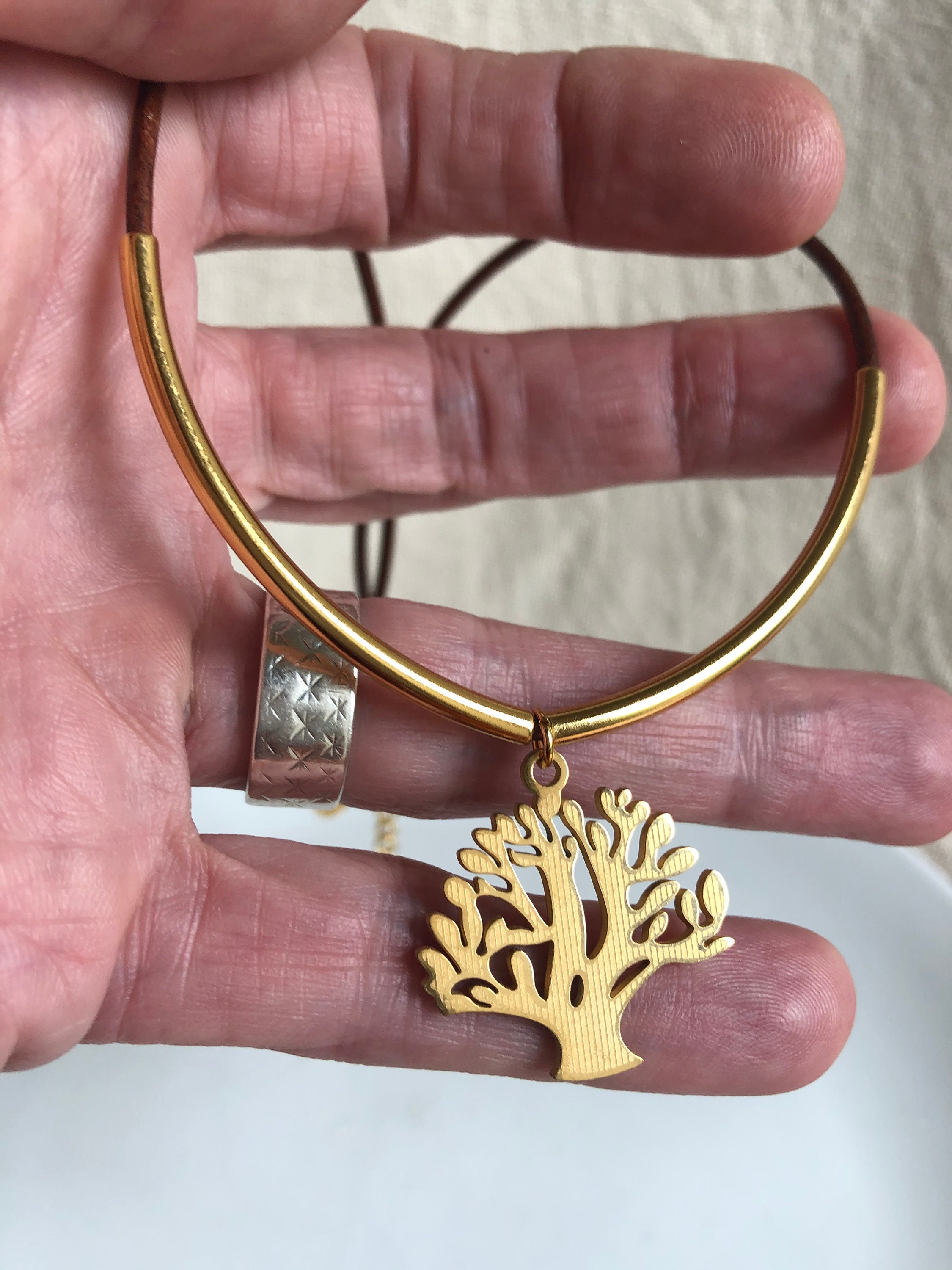 18 Karat Massives Gold Baum Des Lebens-Anhänger (mit Kette