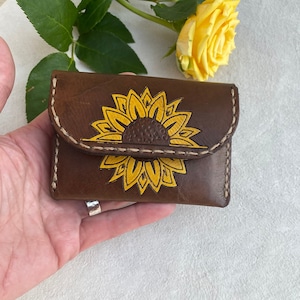 Cadeau sac à main en cuir pour elle, portefeuille porte-cartes, sac à main en cuir marron personnalisé, cadeau de 3e anniversaire, portefeuille personnalisé pour femme