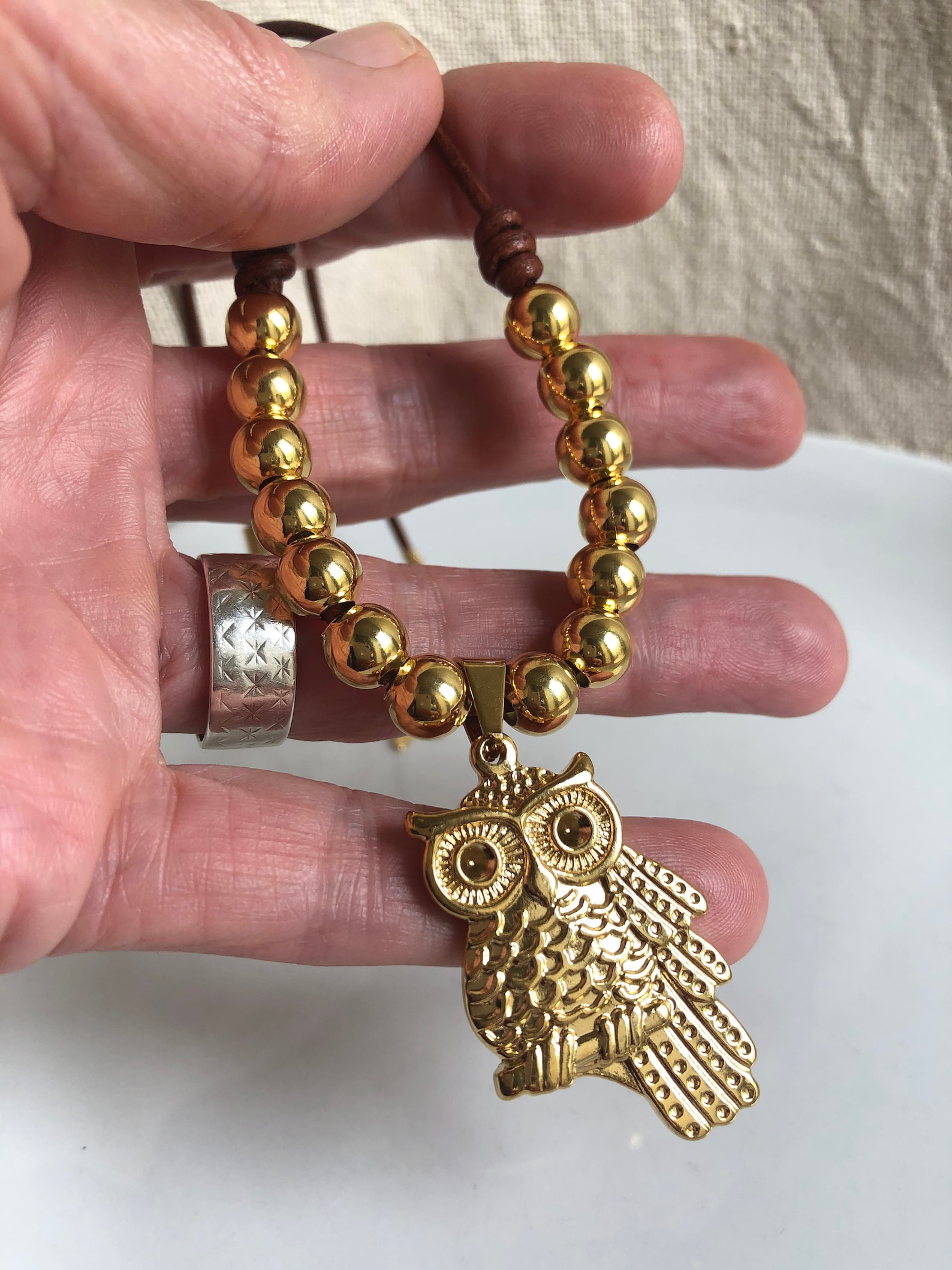 Gold Owl Necklace Owl Pendant Gold Pendant Necklace Womens Etsy UK