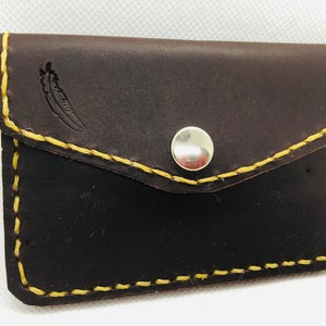 Braunes Leder zwei Fach Geldbörse, Unisex Geldbörse, Karte Brieftasche, Geldbörse mit geprägten Feder