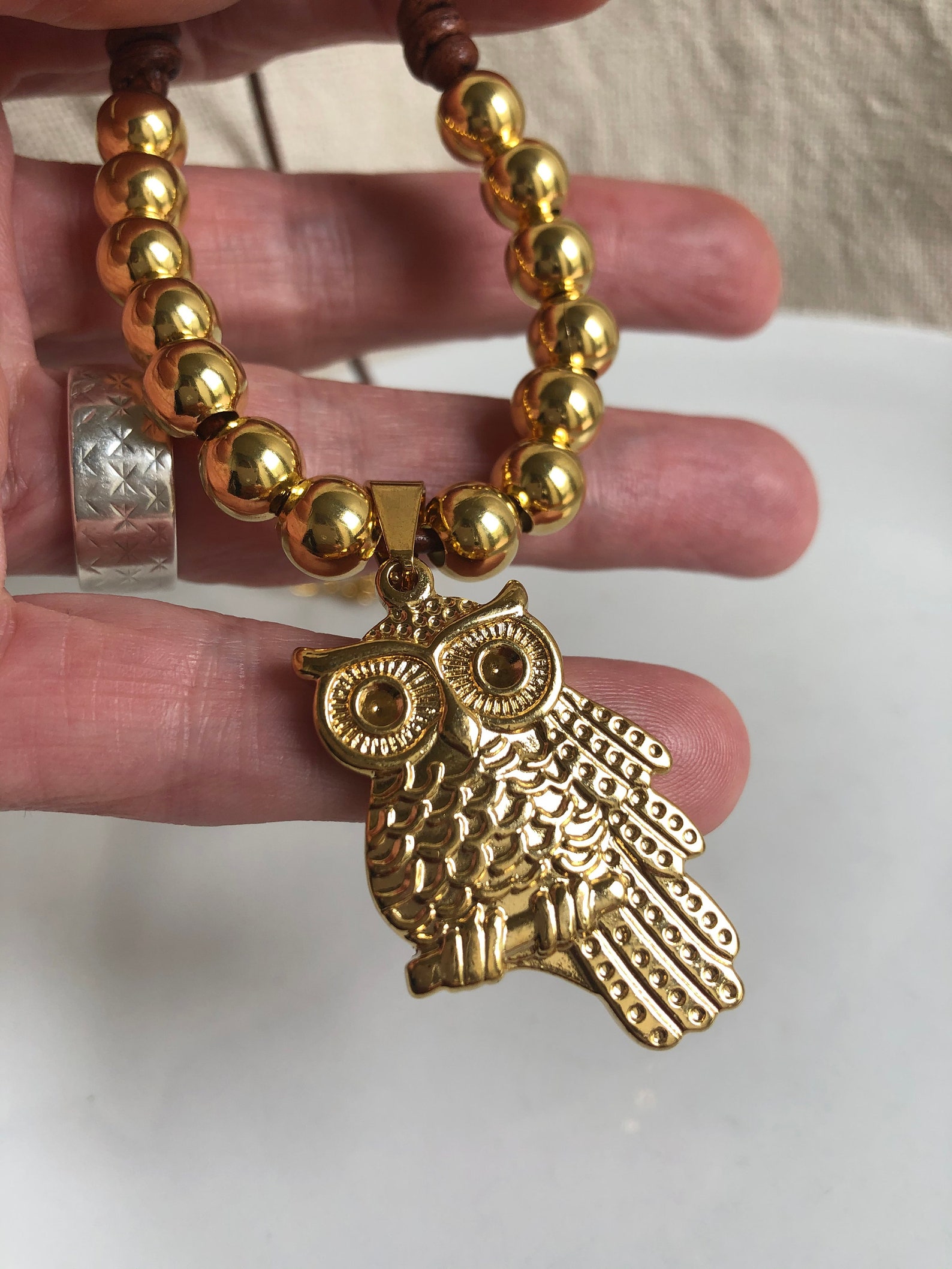 Gold Owl Necklace Owl Pendant Gold Pendant Necklace Womens Etsy UK