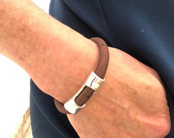 Cork Bracelet, Mens Bracelet, Vegan Bracelet, Cork Jewellery, Chunky Cork Cord Bracelet, Gift for Him, Unisex Bracelet, Bohemian Bracelet