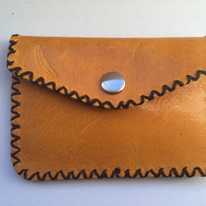 Gelbes Leder zwei Fach Geldbörse, Karte Brieftasche, Geldbörse, Unisex Geldbörse Brieftasche Kartenhalter mit geprägten Feder