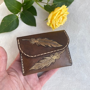 Borsa portafoglio in pelle per donna, regalo per lei, portafoglio porta carte, borsa in pelle marrone personalizzata, regalo per il 3° anniversario, regalo in pelle