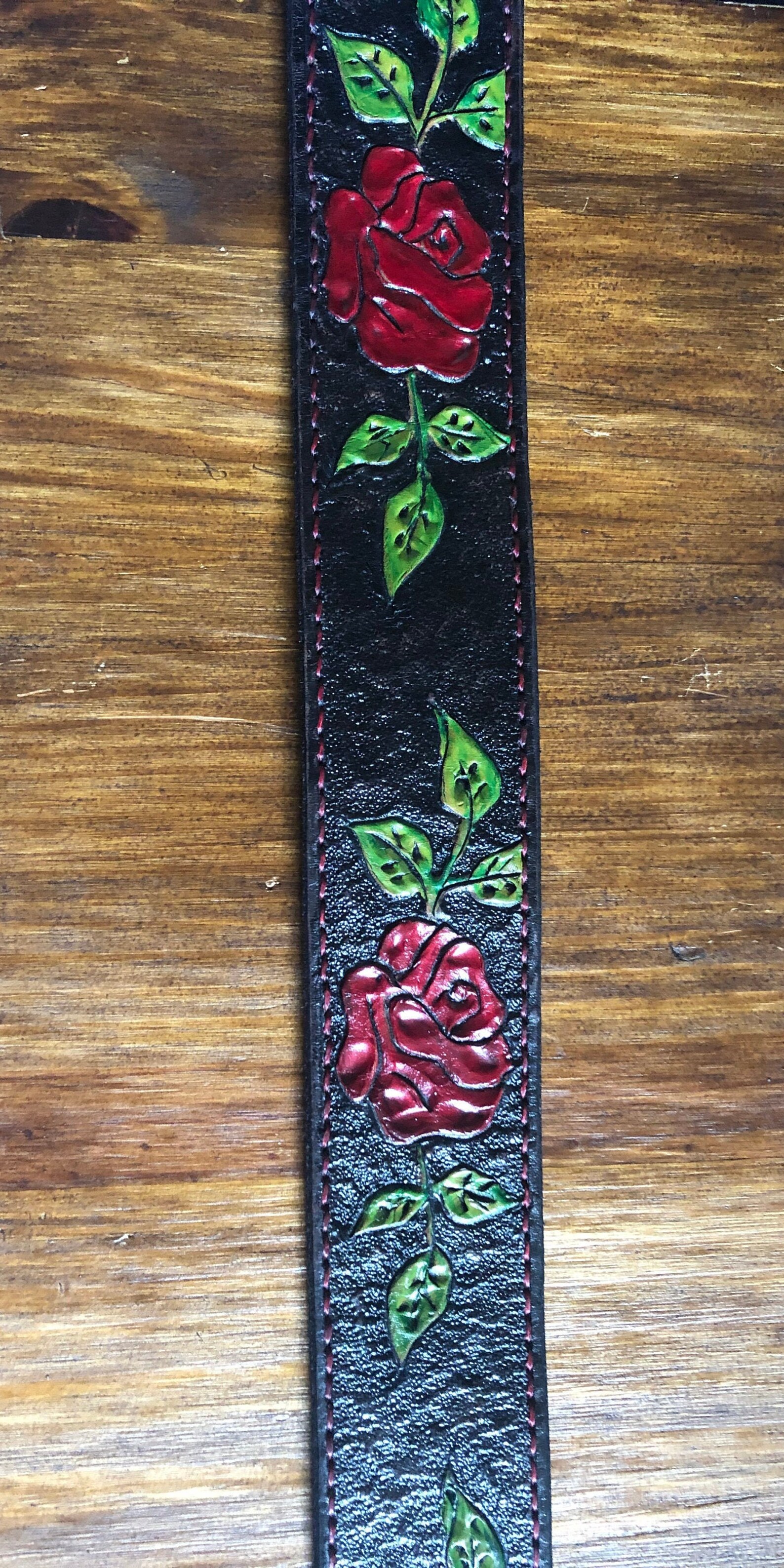 Leather Belt Tooled Leather Belt Rose Leather Belt Roses Etsy