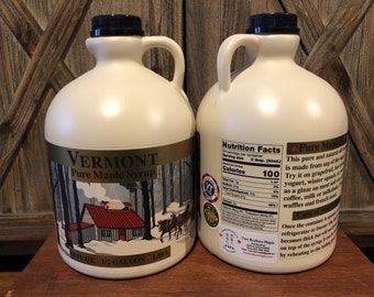 1 Gallon Organic Vermont Pure  Maple Syrup,   Free Shipping - Jug