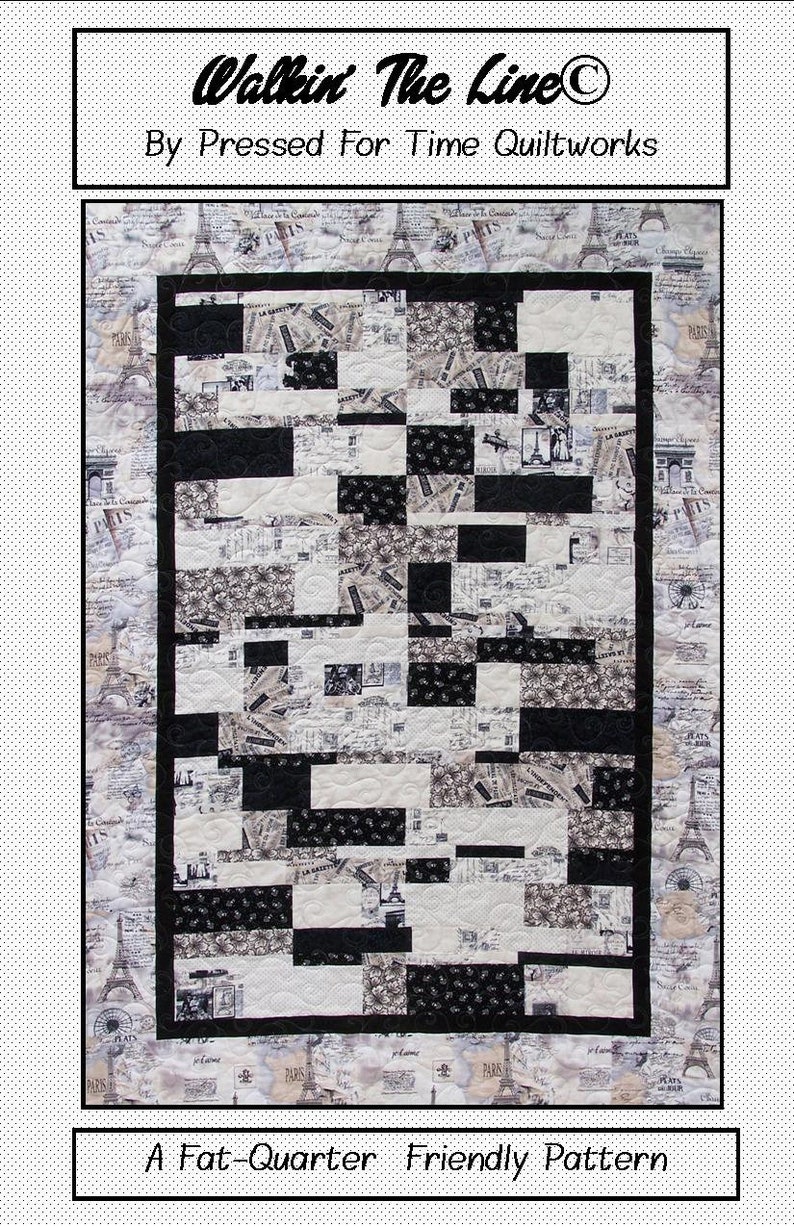 Digital Download Walkin/' The Line Fat-Quarter Quilt Pattern Beginning Quilt Pattern Easy Quilt To Sew Instant PDF Fat-Quarter Friendly