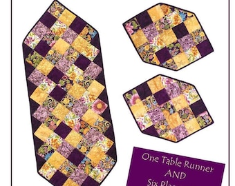 Gatherings Fat-Quarter Table Runner and Placemat Pattern, Beginning Level, Easy To Sew, Fat-Quarter Friendly, Digital Download, Instant PDF