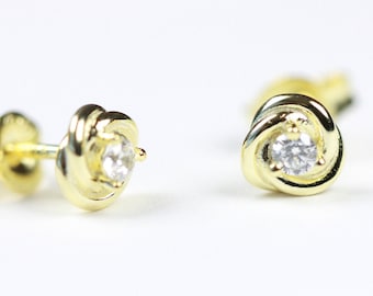 Rose Earrings Studs, Silver Flower Studs, Gold Rose Earrings, Rose Gold Flower 925 Sterling Silver Earrings, Modern Earrings, Dainty Earring
