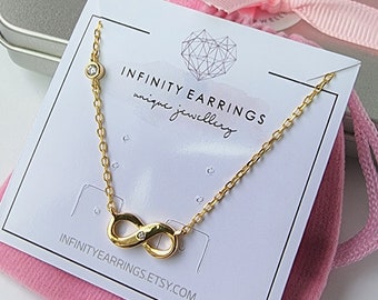 Collier Infinity en argent sterling 925, pendentif Eternity 13mm, bijoux Forever Love, minimaliste délicat, or jaune réglable, or rose