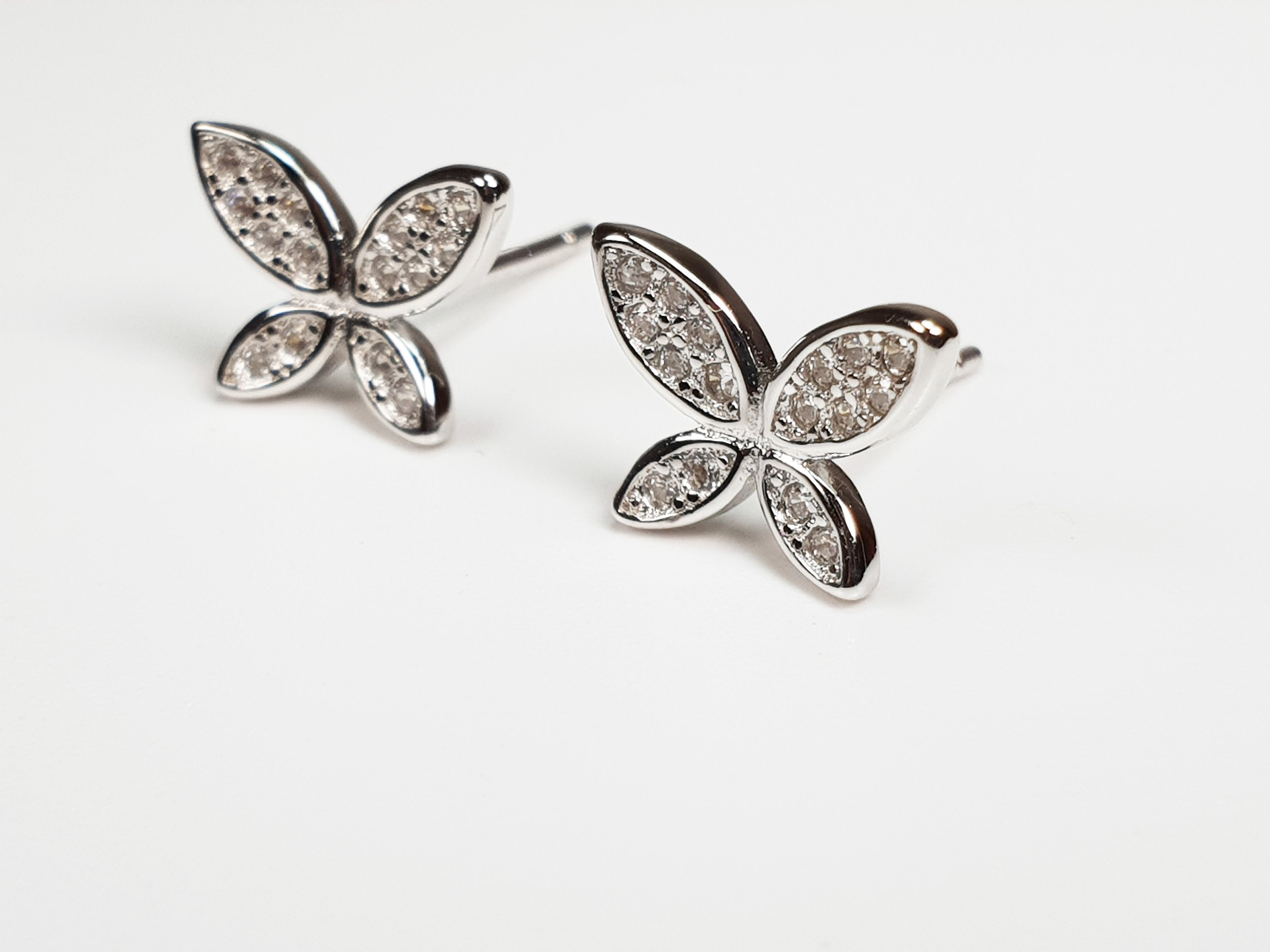 925 Sterling Silver Butterfly Stud Earrings, Delicate CZ Diamond Studs, Elegant Studs, Simple Earstuds, Nature inspired Sparkling  Jewelry