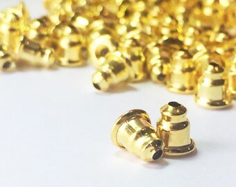Gold Earrings Back, Gold Ear Nut, Gold Earrings Stopper,Bullet Back Stopper,Earnut Clutch,Gold Plated Earnut 5.5mm x 5mm-20 Pairs- 40 Pieces