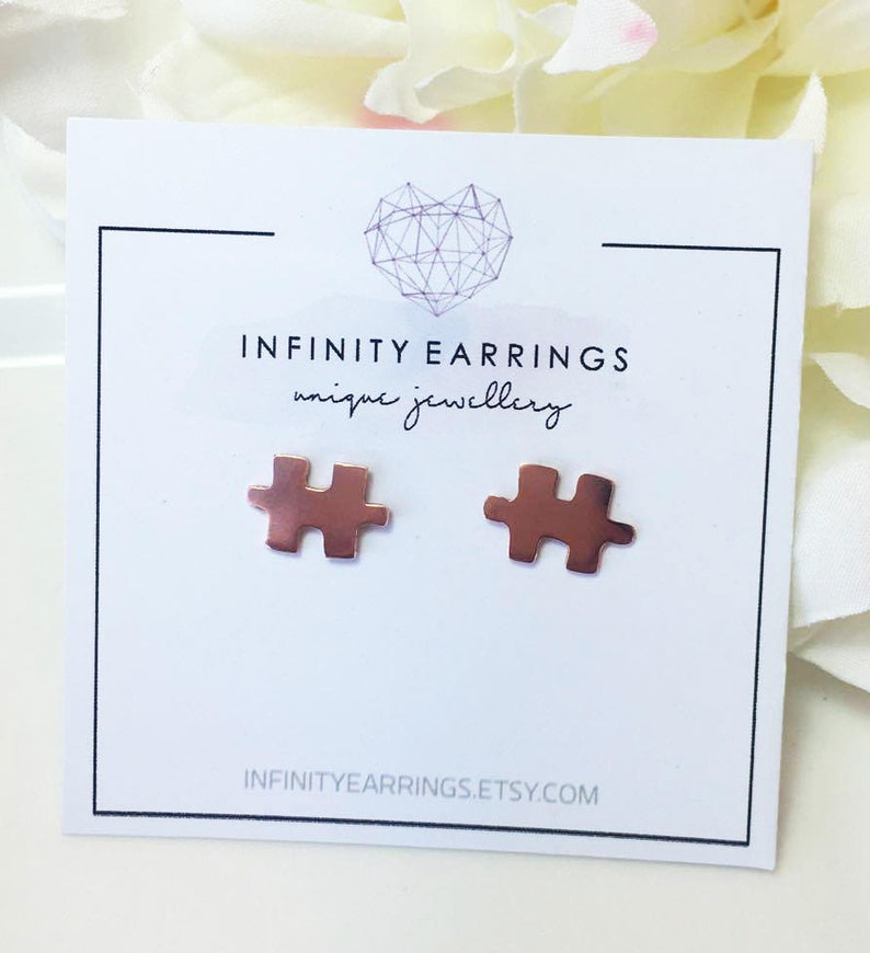 Jigsaw Earrings Minimalist Studs Minimal Earrings Puzzle Jewelry Jigsaw Puzzle Earrings,Copper Studs Earrings,Puzzle Piece Earrings