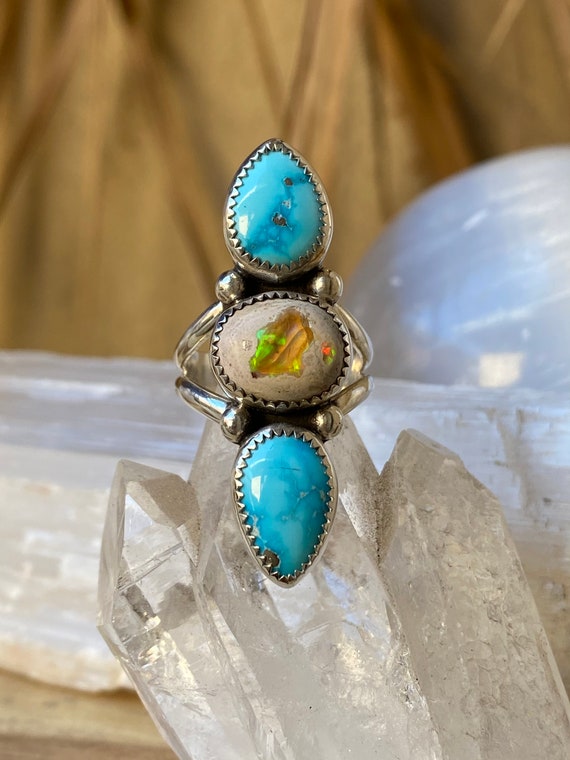 Blue Ridge Rainbow Triple Stone Ring
