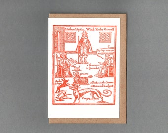 Witchfinder. Letterpress Card. Historical print. Archives. History. Unlock History.