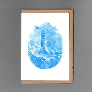 Lighthouse. Bell Rock Lighthouse in a storm. Letterpress Card. Historical print. Archives. History. Unlock History. image 1