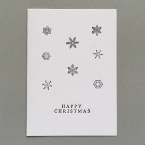 Happy Christmas. Ice crystals. Snow flakes. Vintage Christmas. Letterpress Card. Historical print. Archives. Unlock History. image 2