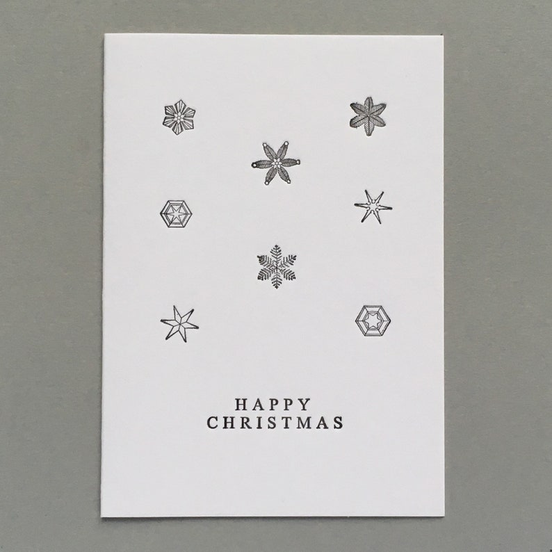 Happy Christmas. Ice crystals. Snow flakes. Vintage Christmas. Letterpress Card. Historical print. Archives. Unlock History. image 2