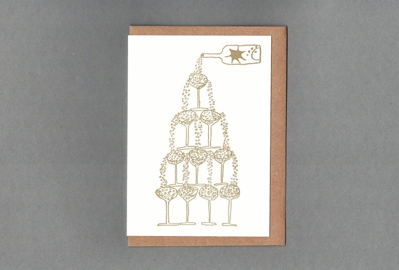 Champagne Celebration Card. Letterpress. Rachel Cannings Collection. image 1