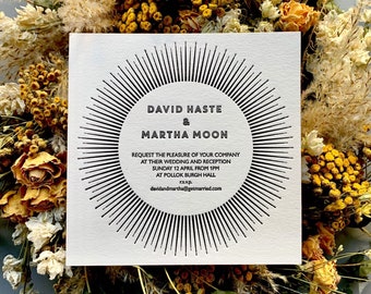 Custom Letterpress Wedding Invitation Suite, Starburst Design