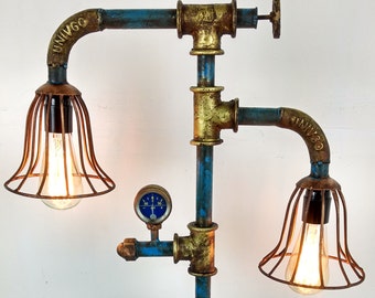 Industrie Design Lampe aus Wasserrohren Leuchte Pipe Steampunk Loft Retro Fabrik