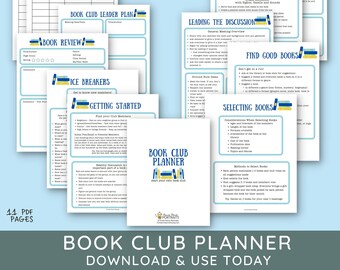 Book Club Planner, Book Club Template, Book Club Guide, Virtual Book Club, Book Club Games, Online Book Club Planner, 11 PDFs