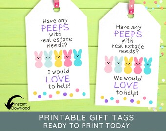 Easter Pop bys, Peeps, Bunnies, Spring, Pop by Tags, Real Estate Marketing, Realtor,