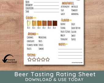 Beer Tasting, Beer Tasting Guide, Beer Tasting Journal, Tasting Scorecard, Bachelorette Party, Craft Beer, Beer Flight,