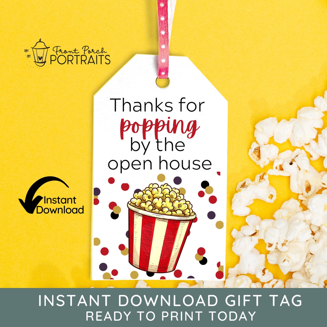 Instant Download Popcorn Printable Gift Tags Open House | Etsy