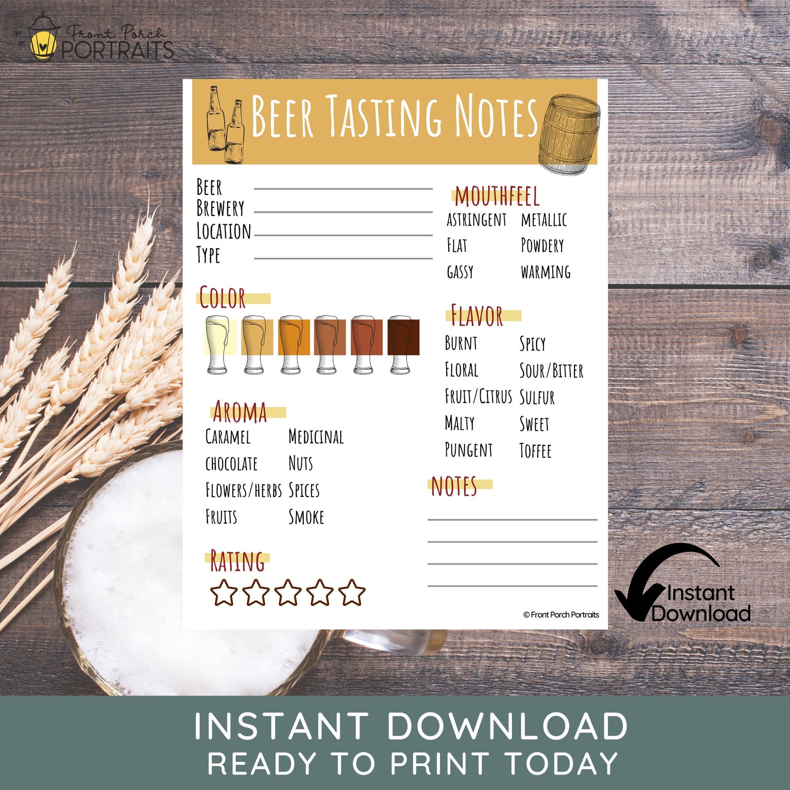 Beer Tasting Printable Journal Bachelorette Party Craft | Etsy