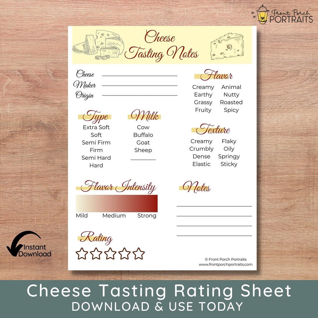 Cheese Tasting, Cheese Tasting Guide, Cheese Tasting Journal, Tasting ...