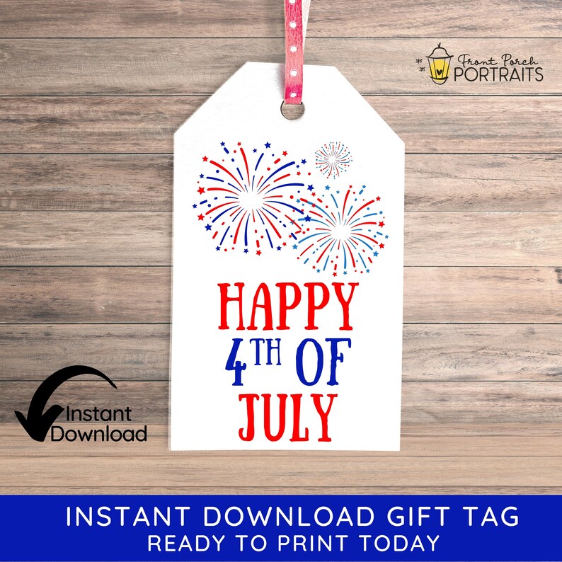 Printable Gift Tags Favor Tag 4th of July Independence Day - Etsy