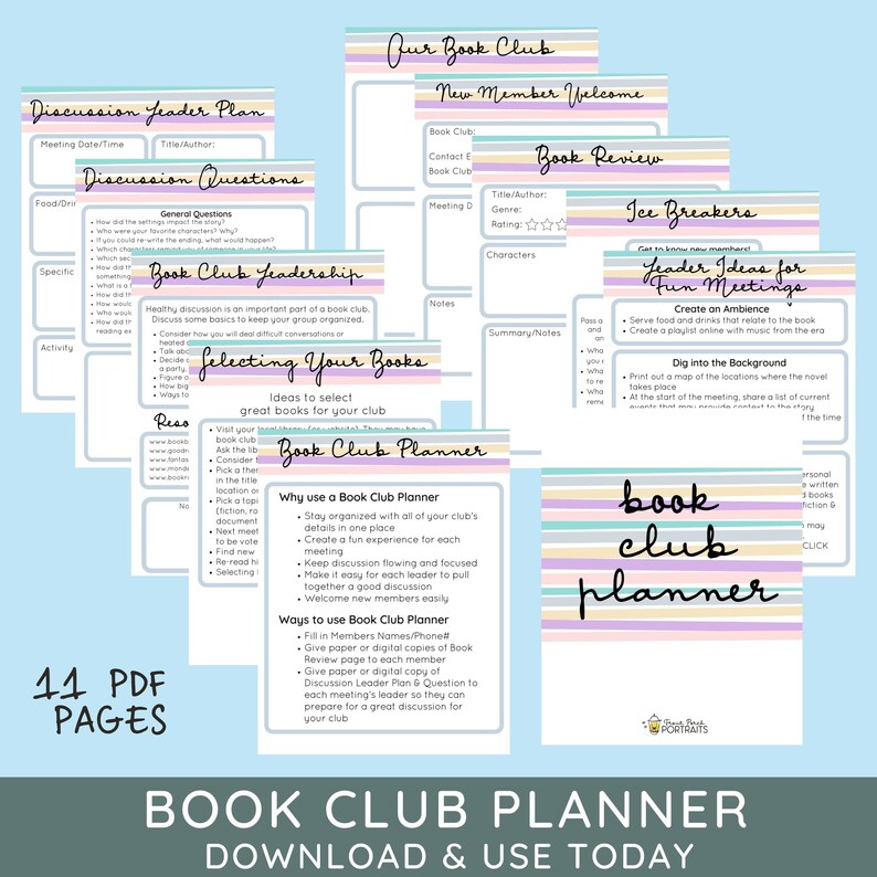 Book Club Planner Book Club Template Bookish Gift Printable | Etsy