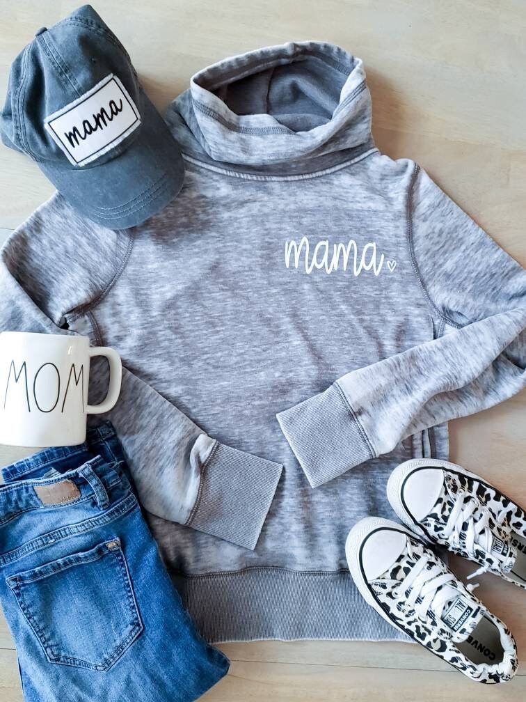 Mama cowl neck hoodie sales